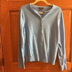 Lands' End Blue Knit Cardigan Large 14/16